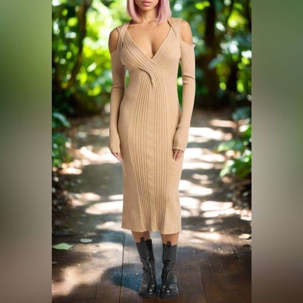 New! Revolve x Lita by Ciara Merino Wool cable knit cut out dress ✨ Small NWT! - Picture 2 of 14
